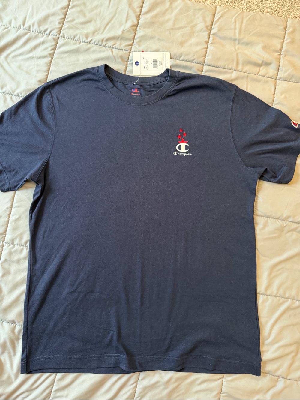 Champion Navy Short Sleeve Tee with Red Star Logo